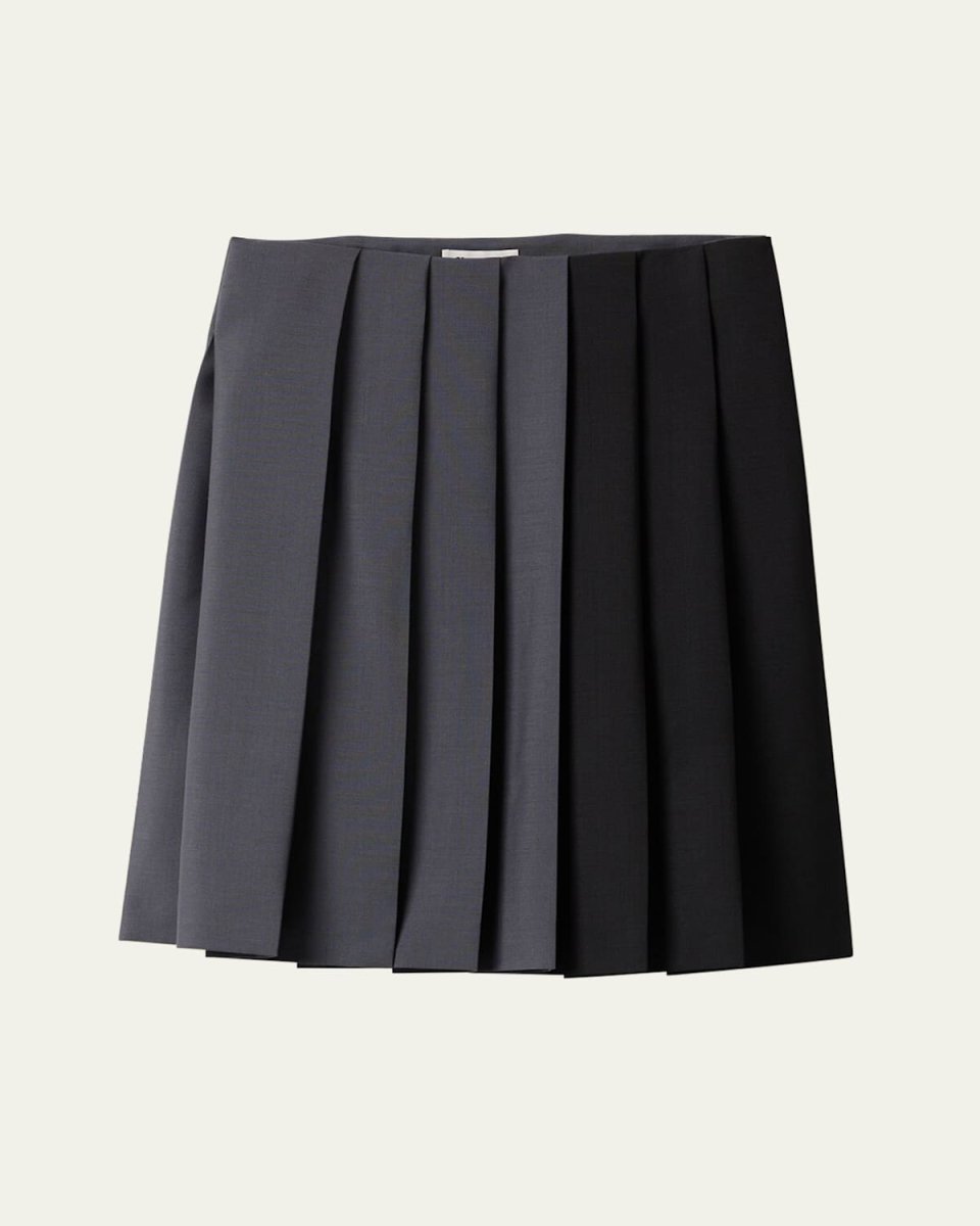 Colorblock Pleated Knee-Length Skirt